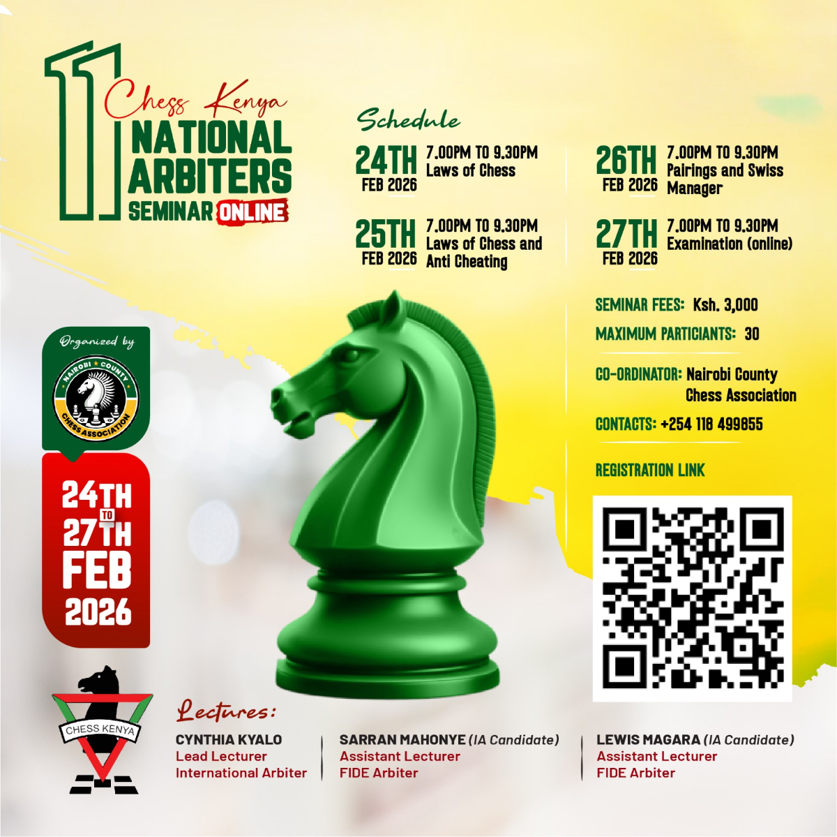 11th Chess Kenya National Arbiters Seminar - Online Poster