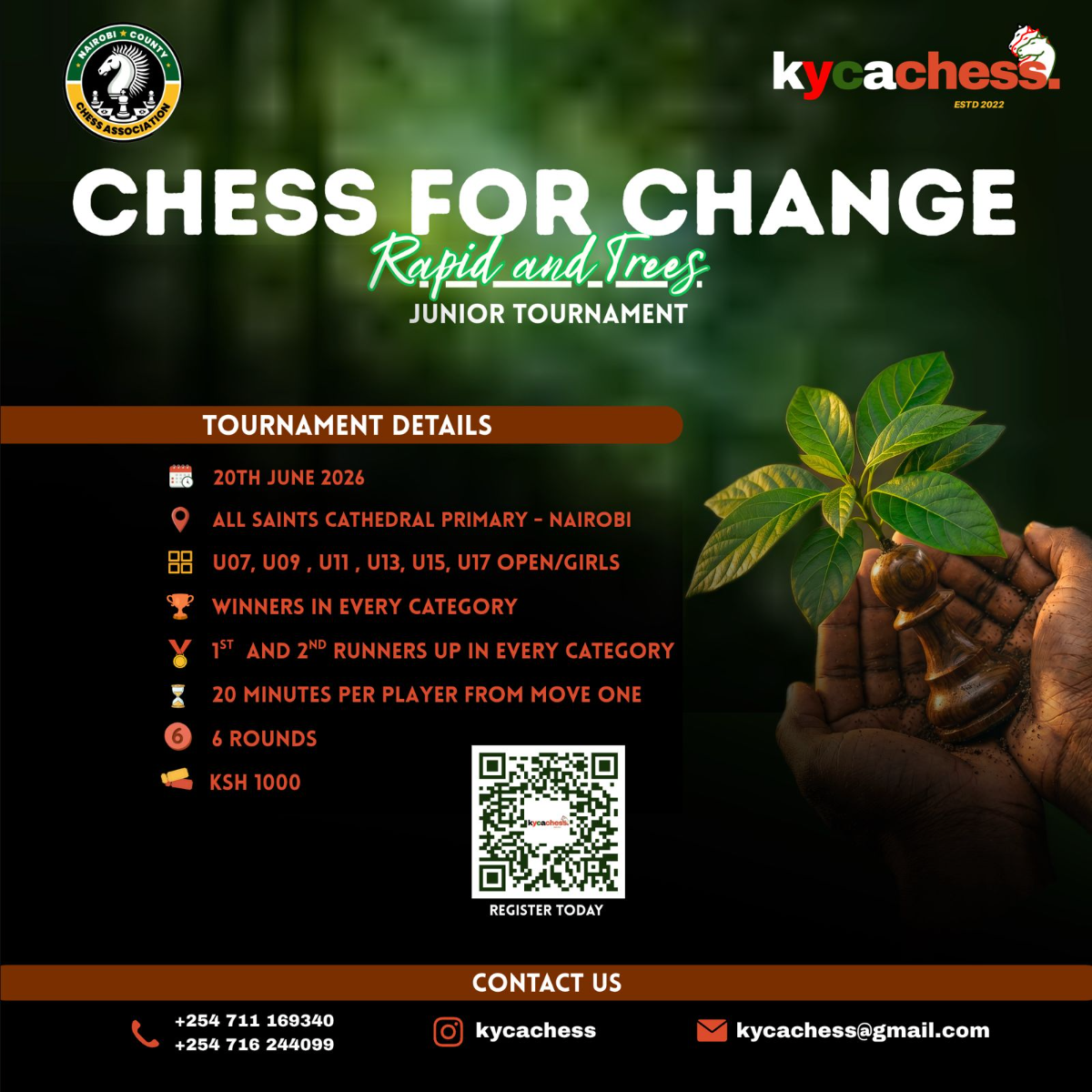 Chess for Change Rapid and Trees Junior Tournament Poster